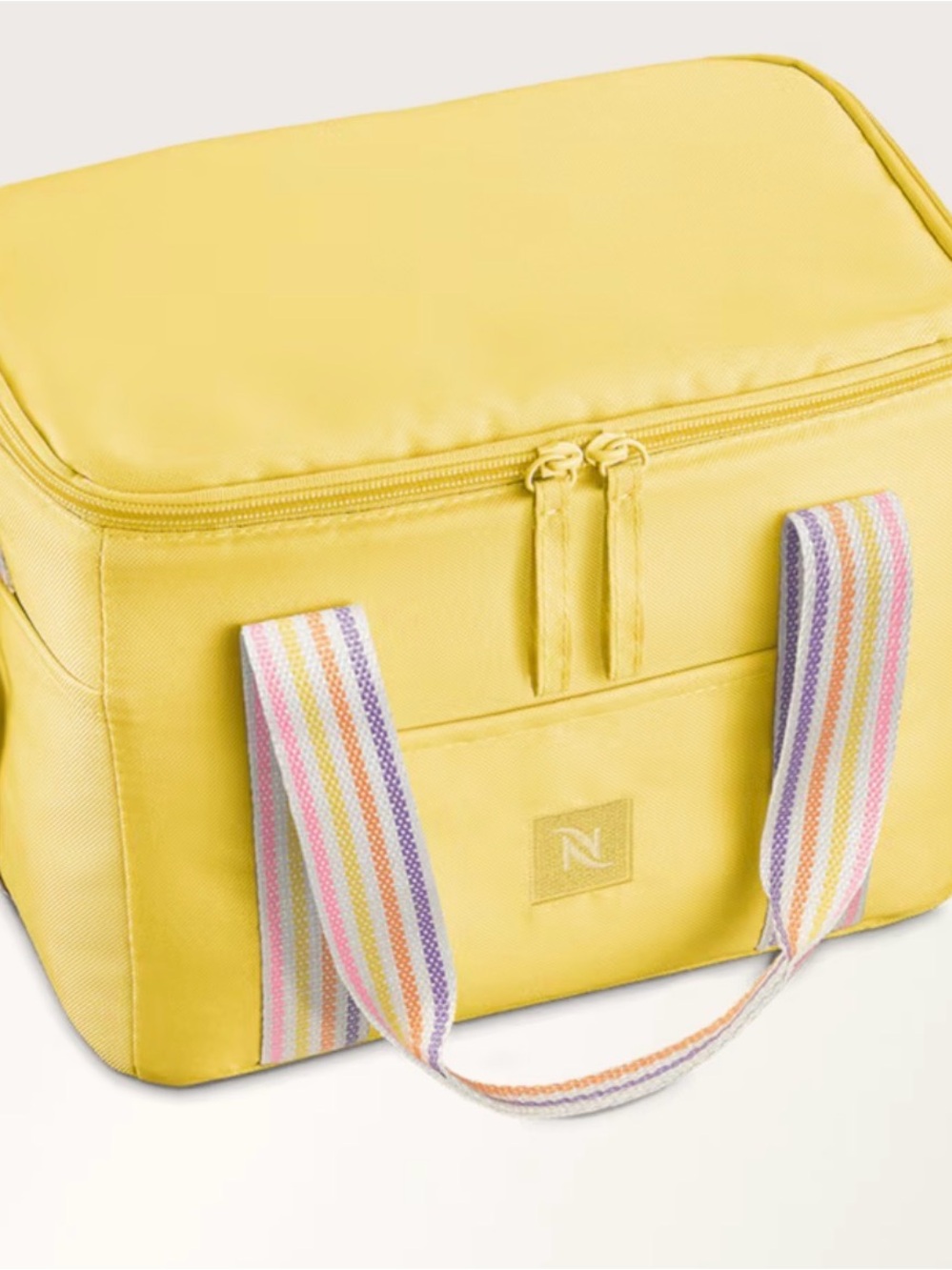 Nespresso Yellow Insulated Cooler Bag with Striped Handles